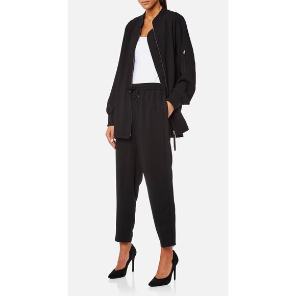 T by Alexander Wang Black Oversized Crepe Welded Bomber Jacket Small - Picture 1 of 10